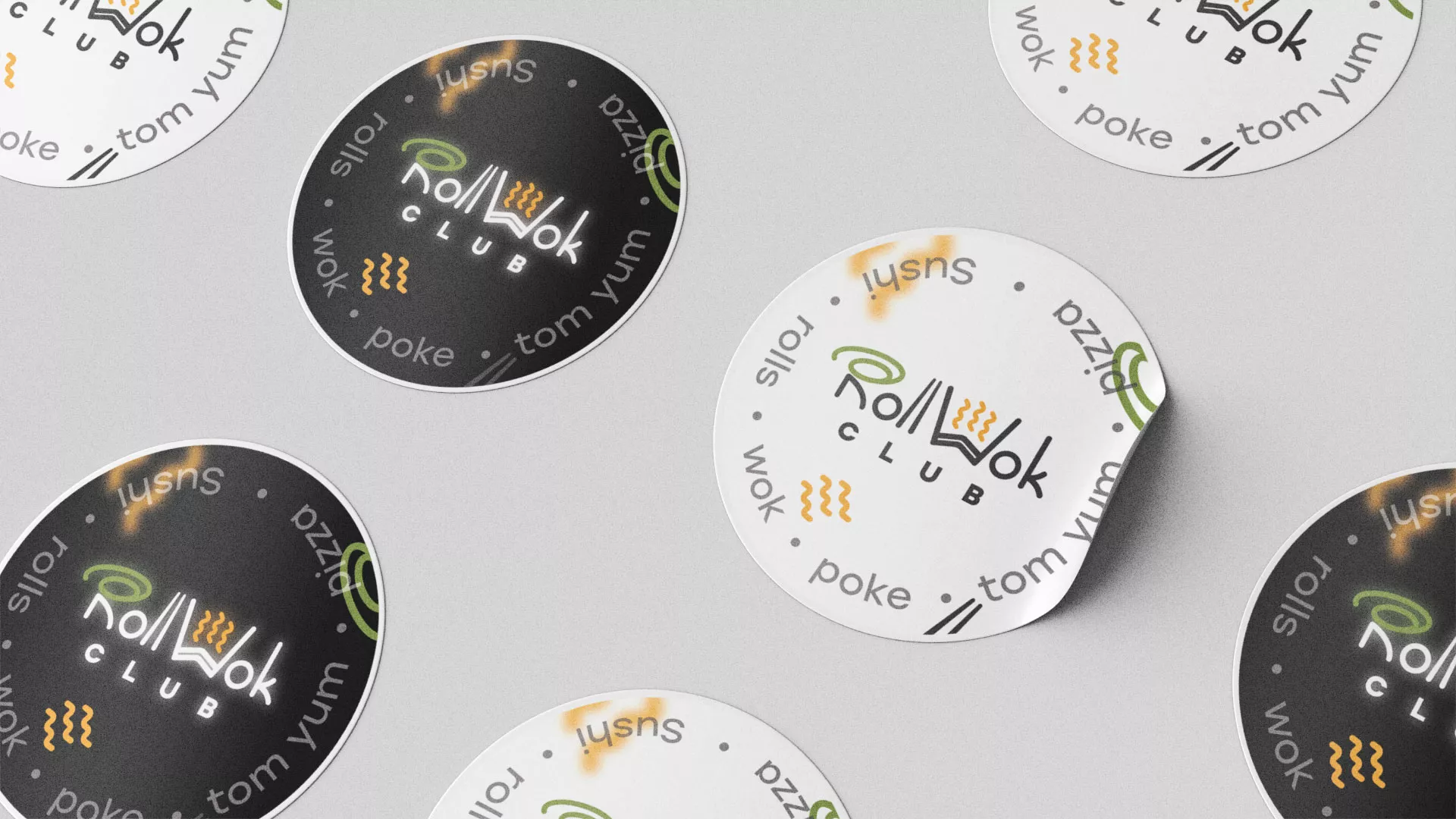 Разработка наклеек для суши-бара «Roll Wok Club» в Нарьян-Маре